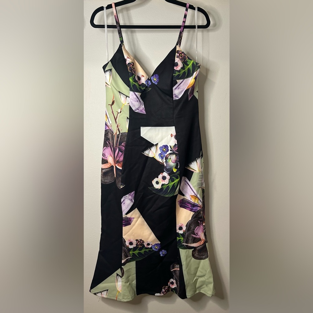 NWT BARIANO AUSTRALIA BLACK PRINT DRESS SIZE LARGE (US10) and X-LARGE (US12)